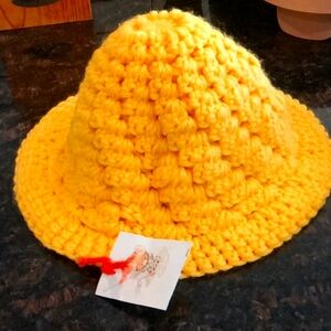 Bright Yellow Crochet Bucket Hat